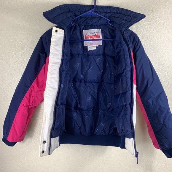 Vintage DownHill Racer Size Small Robern Ski Jacket Black & Pink Nylon Down Fill - Picture 4 of 13